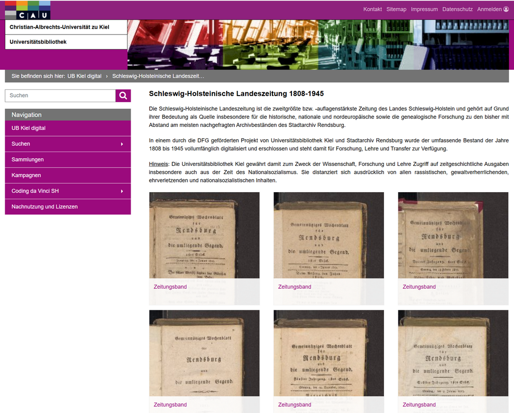 screenshot cau archiv landeszeitung